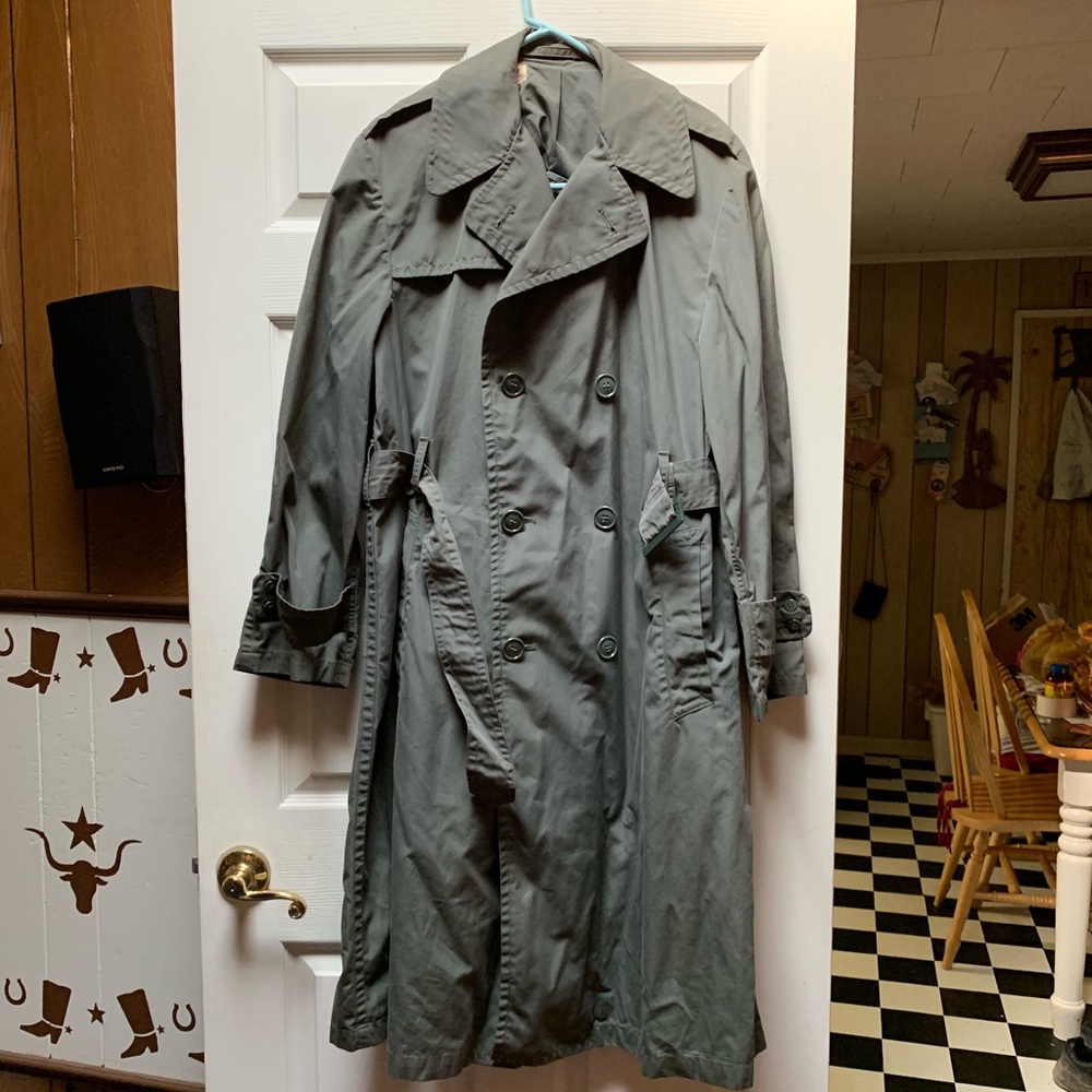 Dark Green Vintage Floor-length Trench Coat